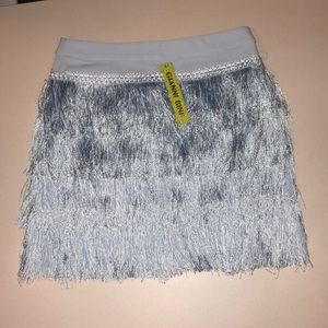 Blue fringe skirt